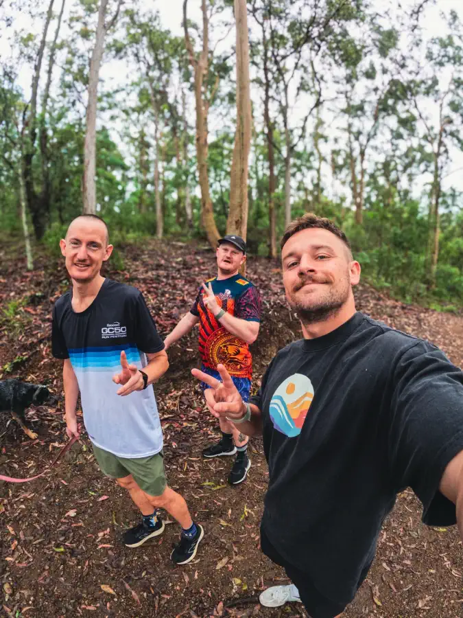 Chris, Rowan and Tom outdoors together near Brisbane