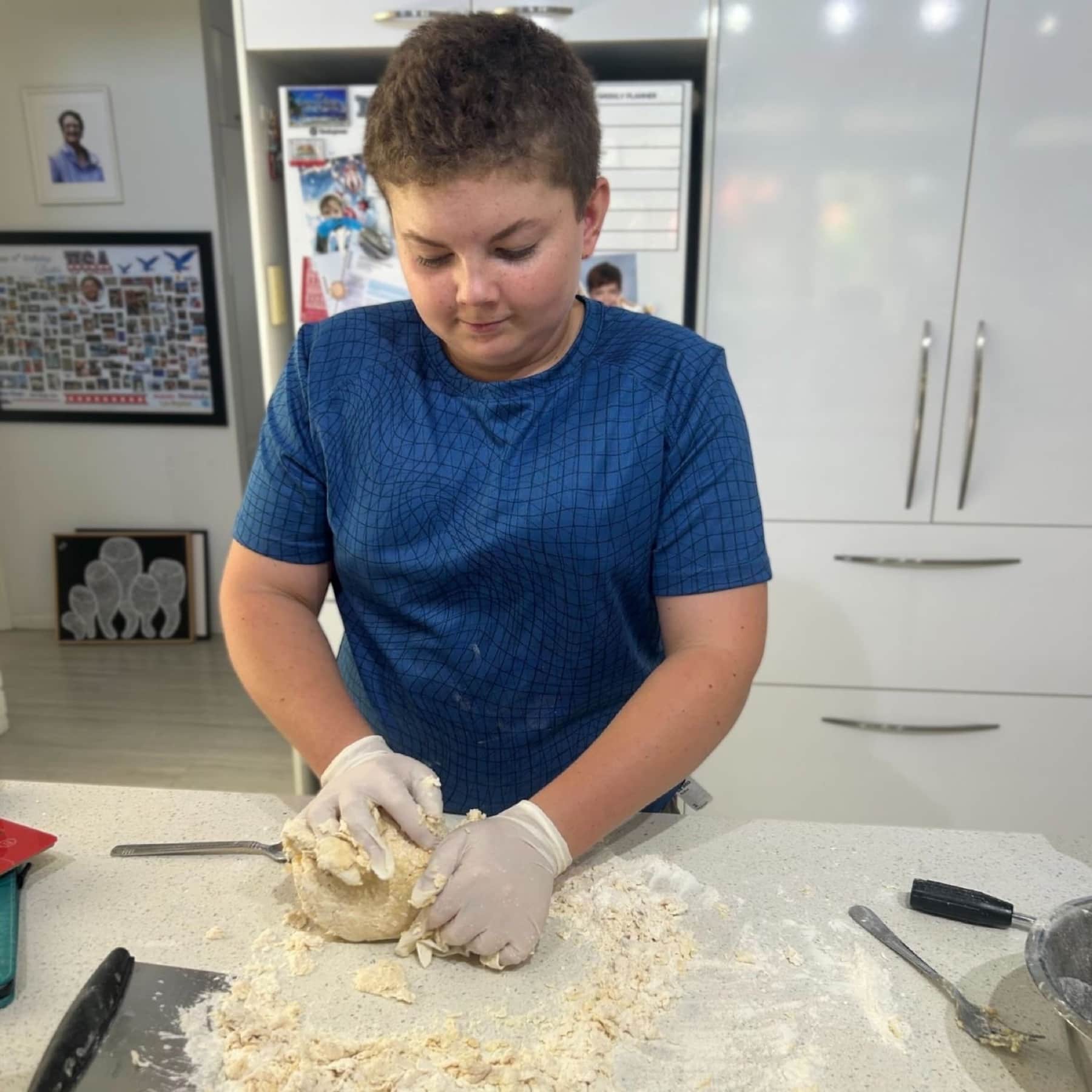 A participant preparing a meal as part of building independent living skills