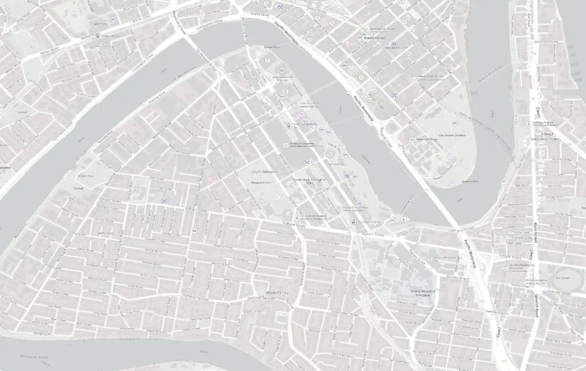Street map of South Brisbane
