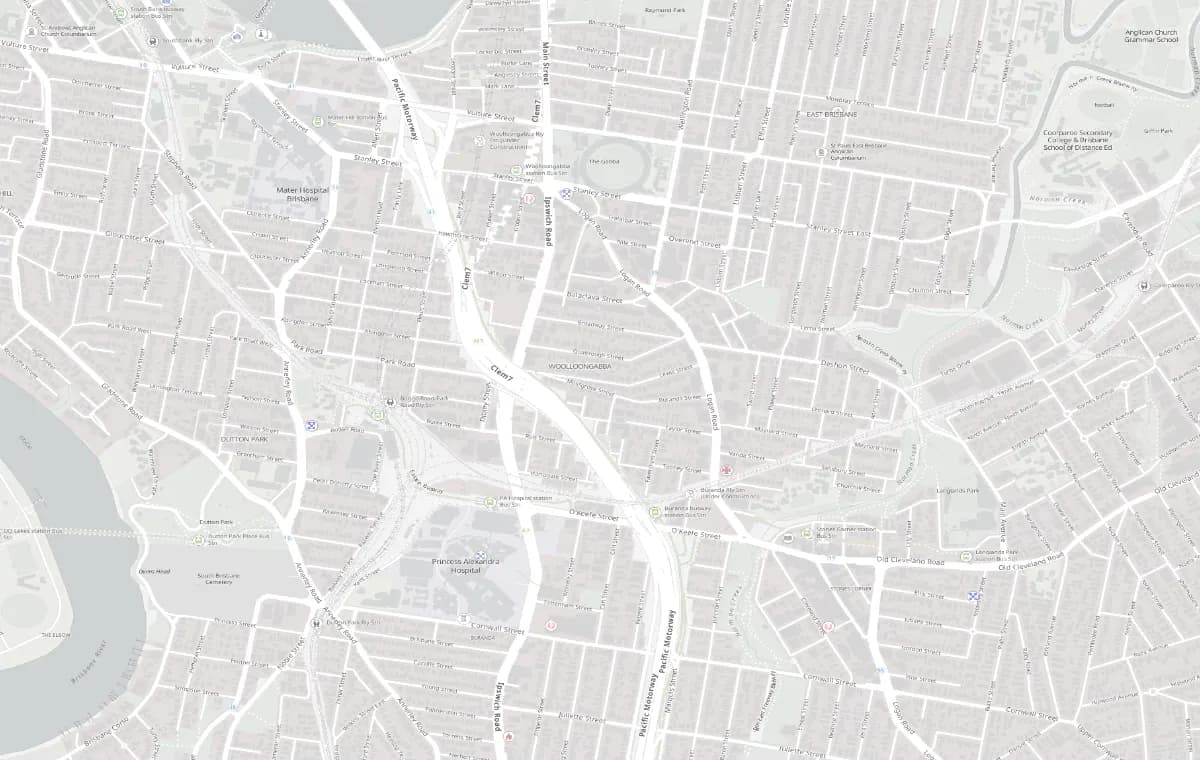 Street map of Woolloongabba