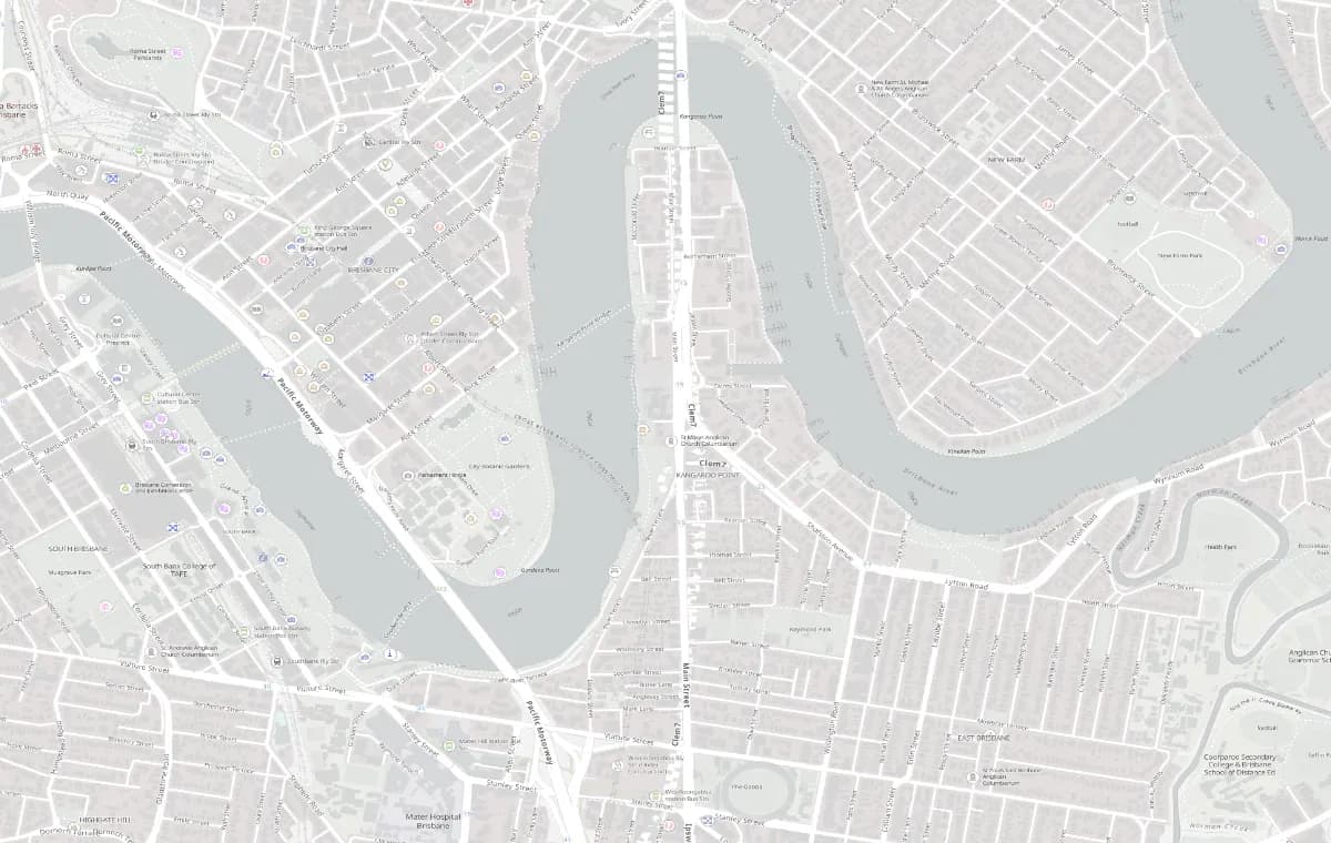 Street map of Kangaroo Point