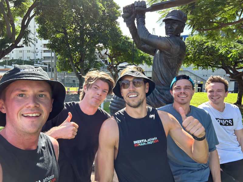 Ryan and Xavier with friends on a cricket outing in Brisbane