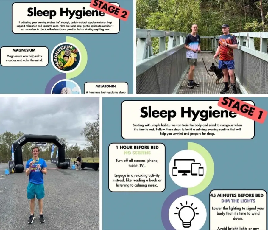 Materials from Tom's sleep hygiene plan, part of his sleep improvement project