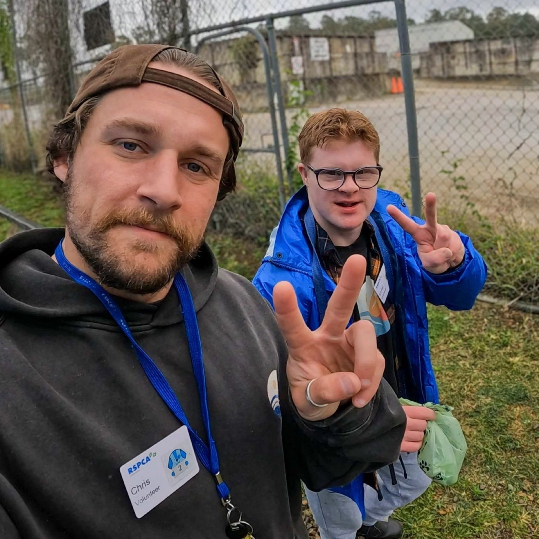 Chris Marshall and a participant volunteering together at the RSPCA